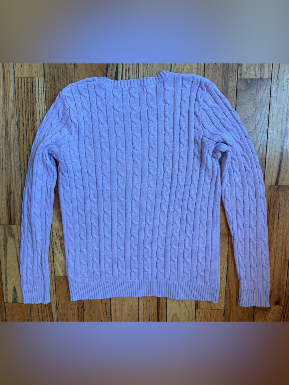 Lauren Ralph Lauren Cable Knit Button Shoulder Sweater Lavender Women Sz Large - Picture 5 of 13